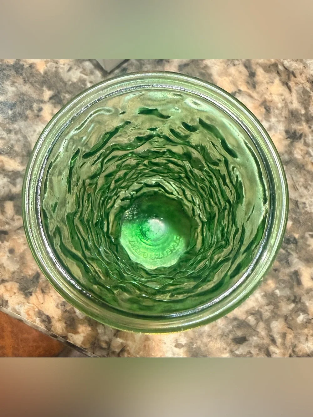 E.O Brody Crinkled Green Glass Vase